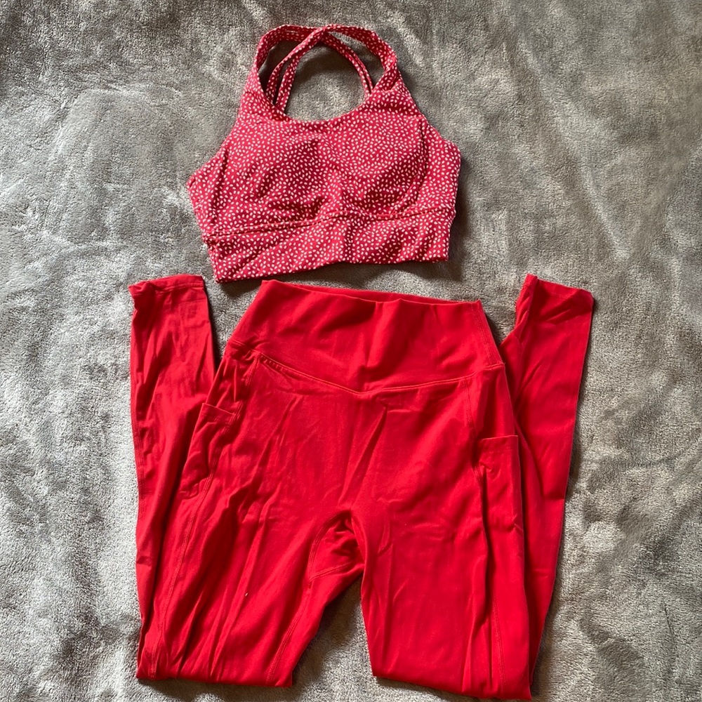 Buffbunny leggings and sports bra set in salsa red size small